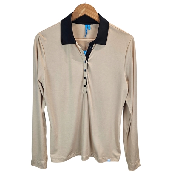 NWT GG Blue Susan Golf Polo Size Large Bronze Country Club Preppy Sporty Neutral - Picture 1 of 14